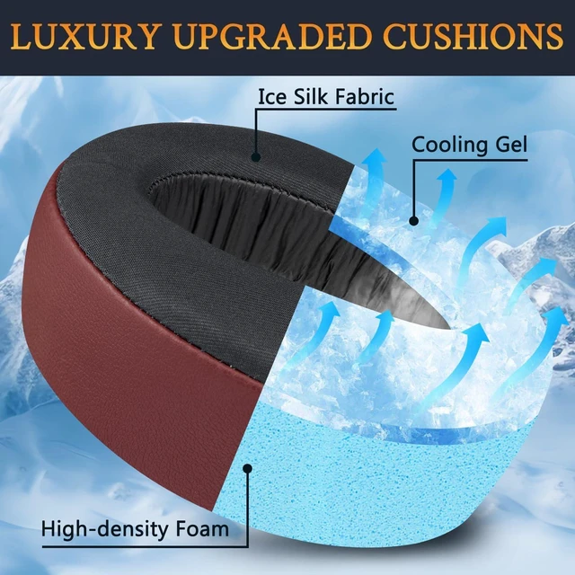 Alt view image 6 of 7 - Earpads for Sony PS5 Pulse 3D Wireless Headset, Cooling Gel Replacement Ear Pad Cushions with Noise Isolation Foam - Burgundy