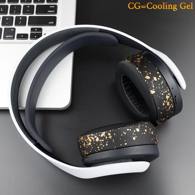 Alt view image 4 of 7 - Earpads for Sony PS5 Pulse 3D Wireless Headset, Cooling Gel Replacement Ear Pad Cushions with Noise Isolation Foam - Black Gold