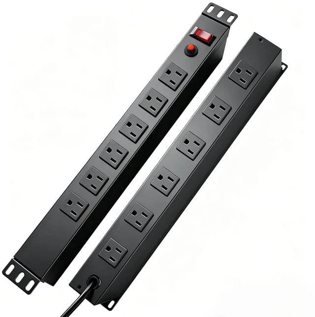 Main image of 12-Outlet 1U Rack Mount Power Strip PDU for Server Racks 1u Rackmount Saves Cabinet Space; Front And Rear Outlets Ease Cabling;Wide-Spacing Sockets,10ft Cord, Server/Network/AV Racks