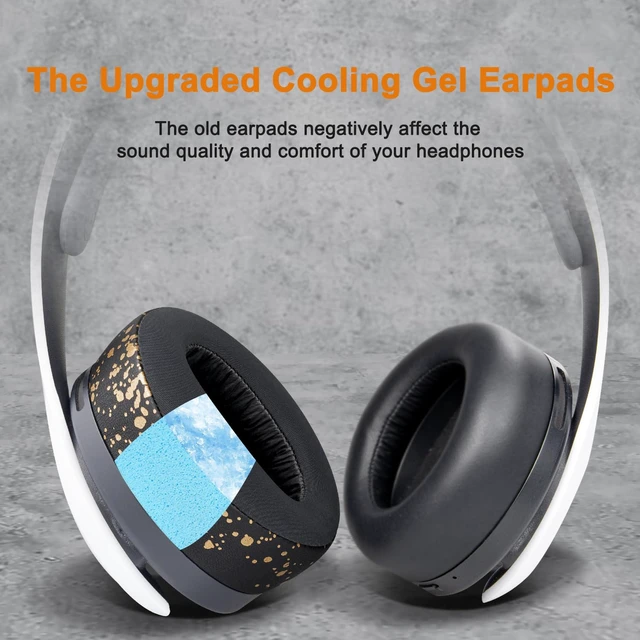 Alt view image 7 of 7 - Earpads for Sony PS5 Pulse 3D Wireless Headset, Cooling Gel Replacement Ear Pad Cushions with Noise Isolation Foam - Black Gold