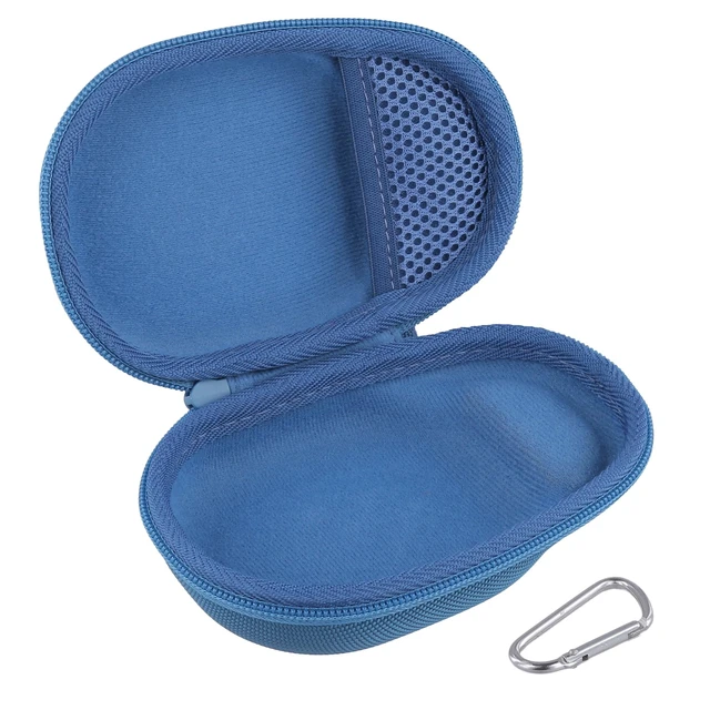 Alt view image 3 of 7 - Hard Carrying Case for JBL Clip 5 Portable Mini Speaker, Blue 1:1 Molded Interior, Soft Anti-Static Velvet Lining, Cable Storage, Secure Fit, Carabiner, High-Density EVA Shell