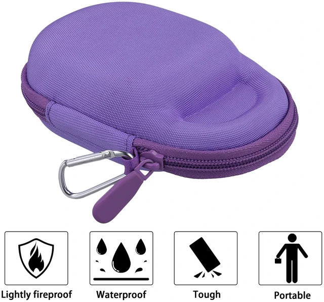 Alt view image 7 of 7 - Hard Carrying Case for JBL Clip 5 Portable Mini Speaker, Purple 1:1 Molded Interior, Soft Anti-Static Velvet Lining, Cable Storage, Secure Fit, Carabiner, High-Density EVA Shell