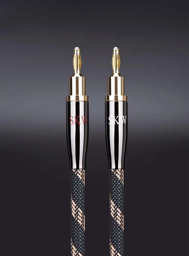 Alt view image 7 of 7 - A Pair Audiophile Speaker Cable,Convertible Banana Spade Gold Plated Connector,Nylon Braid,HiFi Quality Cable(4.9ft/1.5M,2 Cables for 2 Speakers)