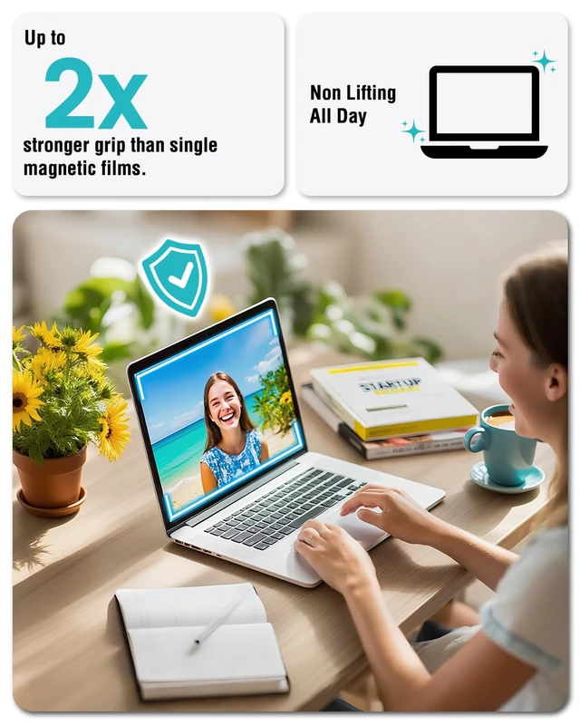 Alt view image 5 of 7 - Magnetic Anti Blue Light Screen Protector Compatible with MacBook Air 13.6 inch (2022-2025, M2, M3, M4), Bubble-Free Install, Removable & Reusable Anti Glare Matte Laptop Screen Shield