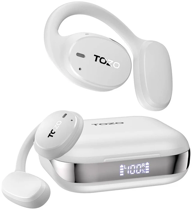 Main image of OpenEgo Open Ear Earbuds 80H Bluetooth 5.3 Headphones Sport Earbuds Open Ear Structure with Earhooks, 32 EQ Modes, Digital LED Display,HD Clear Calls, Comfort Wear For Running Office Snow White
