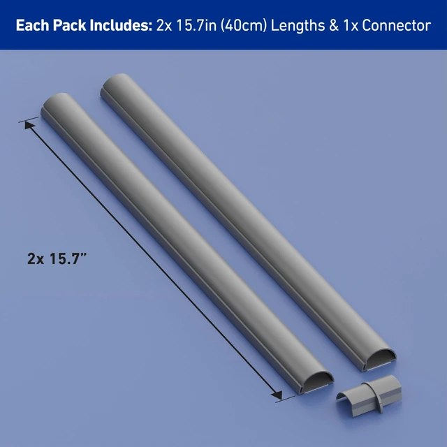 Alt view image 4 of 7 - 31.4in TV Cord Hider, Patented Half Round Cable Cover, Hide Wall Mount TV Wires, Hinged One-Piece Cable Concealer, Adhesive, Decorative Raceway - 2X 1.18in W x 0.59in H x 15.7in L - Gray