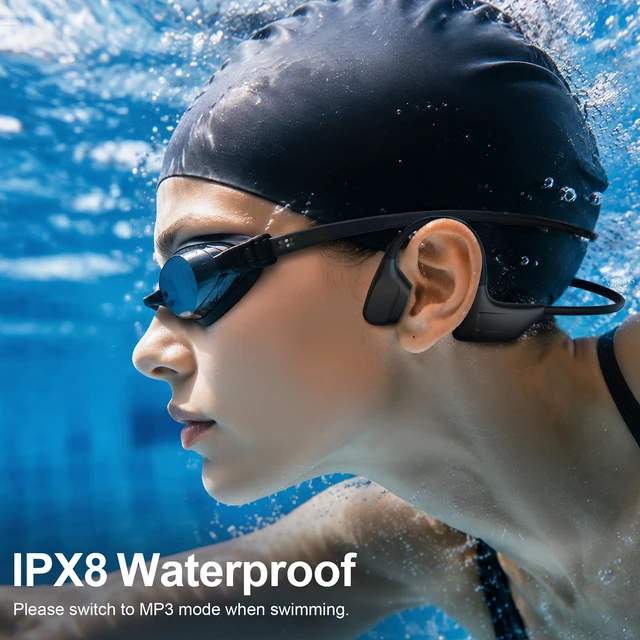 Alt view image 2 of 7 - Bone Conduction Headphones, Open-Ear Sports Swimming Headphones IPX8 Waterproof, 32GB MP3 Storage, Bluetooth 6.0, 0.92 oz (26g) Lightweight, Up to 9H Playtime for Swimming & Sports