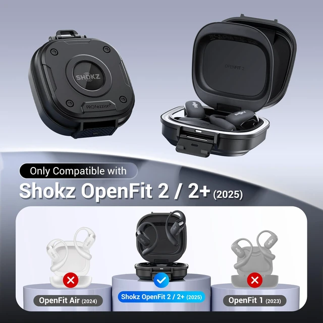 Alt view image 2 of 7 - for Shokz OpenFit 2, 2+ 2 Plus Case Cover with Lock, Hard Shell Heavy Duty Full Cover Protector, Secure Locking Latch, IPX5 Water-resistant, for the Shokz OpenFit 2 & 2 Plus (2+) Headphone