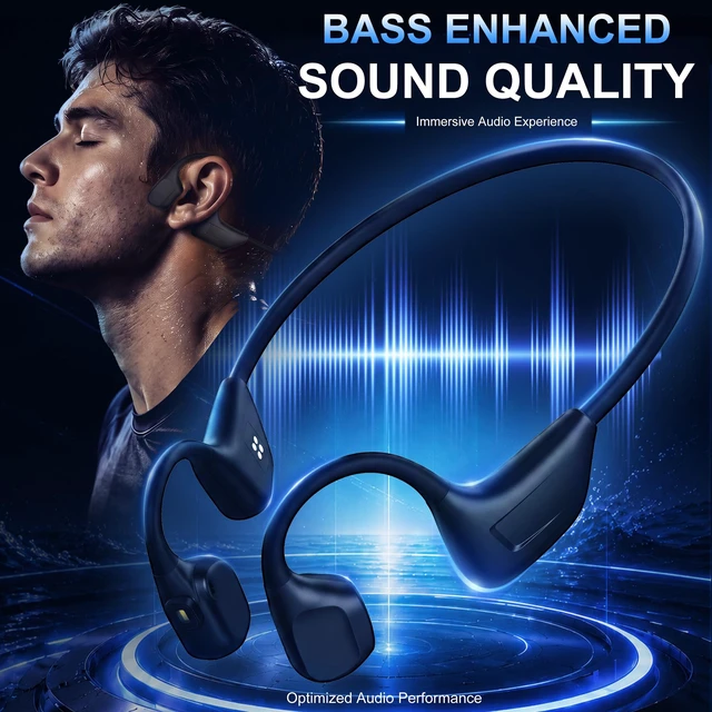 Alt view image 6 of 7 - Bone Conduction Headphones, Open-Ear Sports Swimming Headphones IPX8 Waterproof, 32GB MP3 Storage, Bluetooth 6.0, 0.92 oz (26g) Lightweight, Up to 9H Playtime for Swimming & Sports