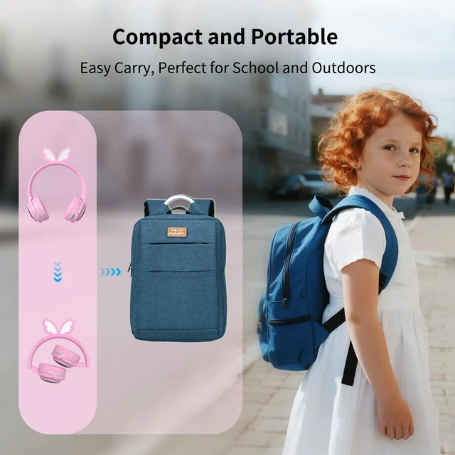 Alt view image 4 of 7 - Kids Headphones Wireless, 7-Color LED Lights, 85dB Safe Volume 40H Playtime Ultra-Soft Over-Ear with Mic, Bluetooth 5.4, Wireless/Wired/FM/TF for School Travel Boys Girls Toddlers Gift