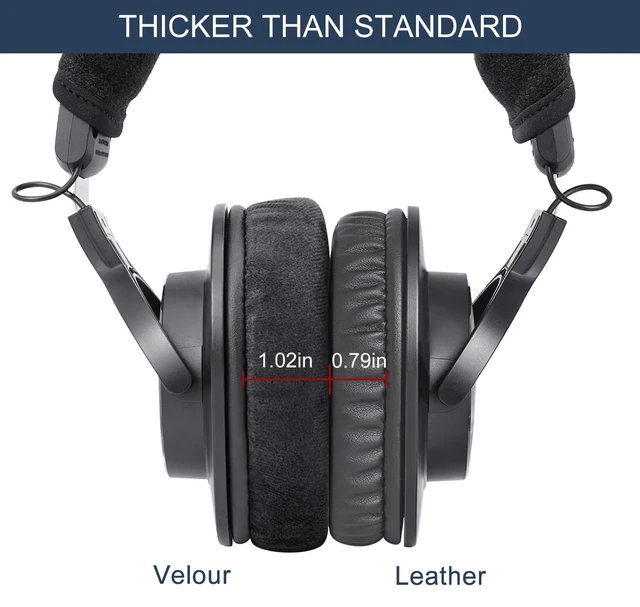 Alt view image 5 of 7 - GVOEARS Replacement Earpads for Audio Technica ATH M50X / M50BT / M40X Also for HyperX Cloud & Alpha, Steelseries Arctis, Sony MDR-7506 Series & More, Extra Velour Thicker, Memory Foam Black