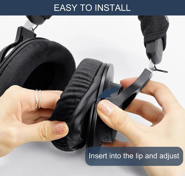 Alt view image 6 of 7 - GVOEARS Replacement Earpads for Audio Technica ATH M50X / M50BT / M40X Also for HyperX Cloud & Alpha, Steelseries Arctis, Sony MDR-7506 Series & More, Extra Velour Thicker, Memory Foam Black