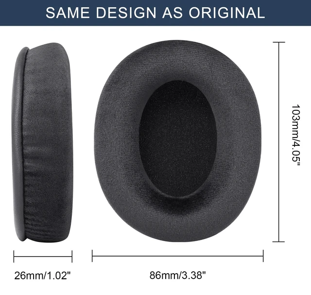 Alt view image 7 of 7 - GVOEARS Replacement Earpads for Audio Technica ATH M50X / M50BT / M40X Also for HyperX Cloud & Alpha, Steelseries Arctis, Sony MDR-7506 Series & More, Extra Velour Thicker, Memory Foam Black