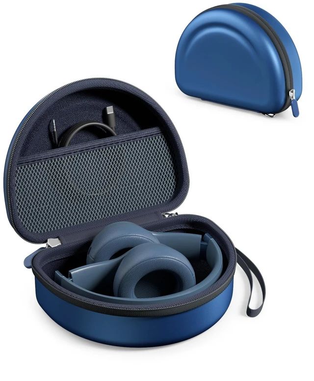 Main image of Hard Case for Beats Solo 4/Solo 3 & Studio Pro/Studio 3 -Navy EVA Shockproof Hard Shell, Mesh Pocket for Cables, Portable Travel Storage Bag with Hand Strap, Lightweight Carrying Case