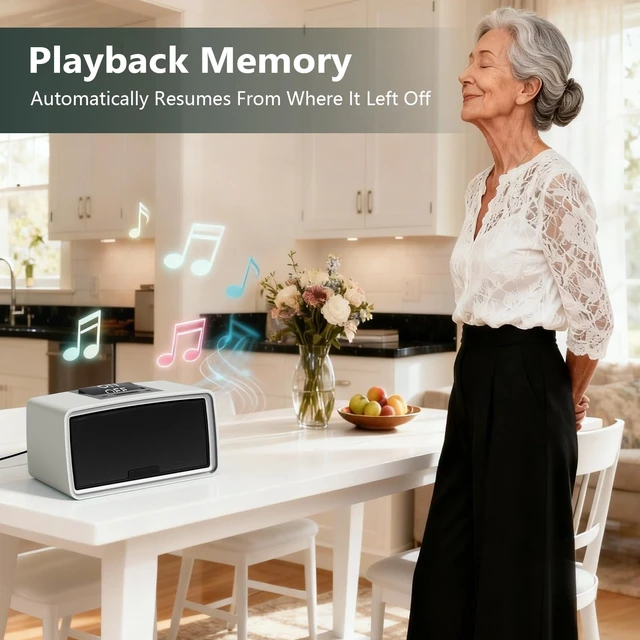 Alt view image 4 of 7 - One-Button Simple Music Player for Seniors & Elderly MP3 Music Player Device with 32GB TF Card for Dementia Patients, Gift for Alzheimers, Visually & Mobility-Impaired, Gray