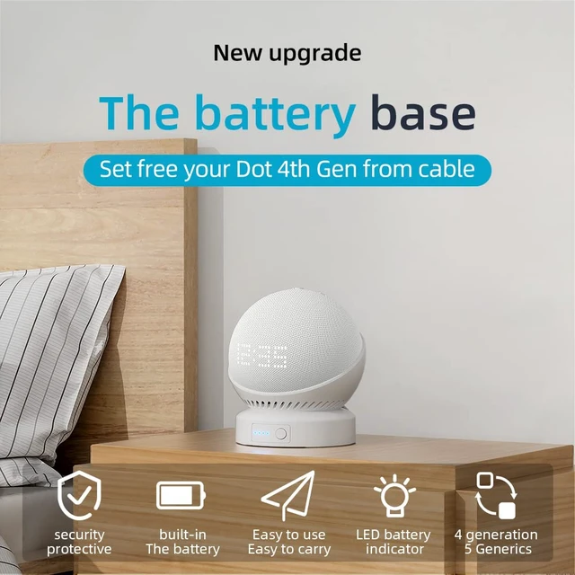 Alt view image 7 of 7 - Battery Base for Echo dot 5th Generation Portable Echo Dot 4th Generation and Homepod Mini Battery Stand Accessories not Including the Speaker(White)