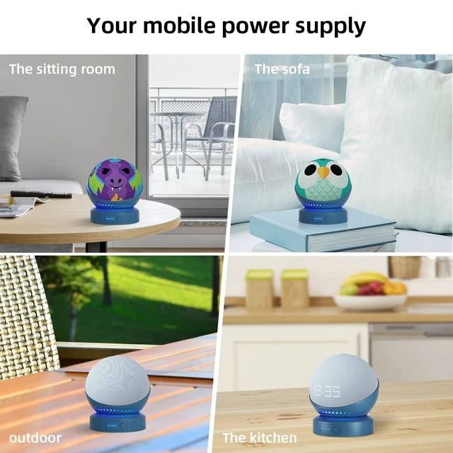 Alt view image 4 of 7 - Battery Base for Echo d0t 5th Generation Portable Echo D0t 4th Generation and Homepod Mini Battery Stand Accessories Not Including DOT Speaker (Blue)