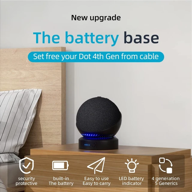 Alt view image 7 of 7 - Battery Base for Echo dot 5th Generation Portable Echo Dot 4th Generation and Homepod Mini Battery Stand Accessories, not Including DOT speaaker (Black)