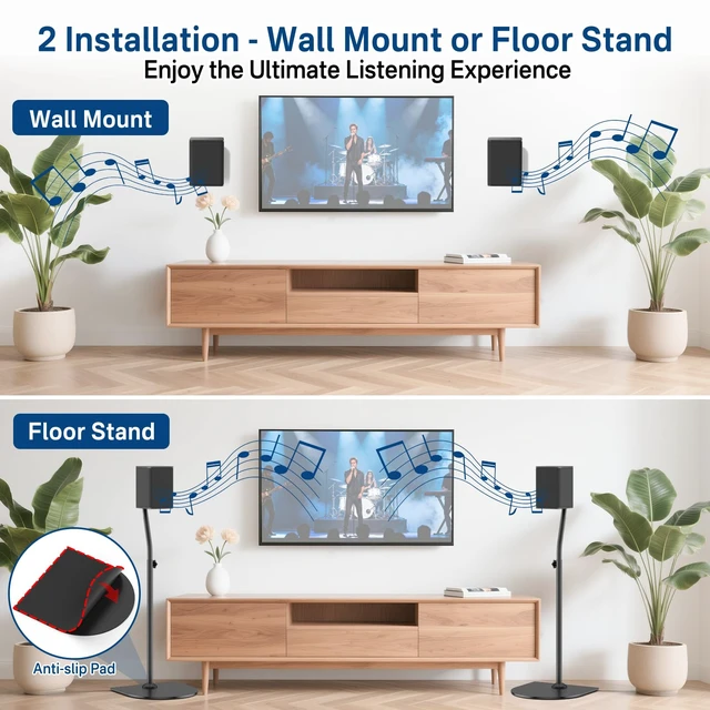 Alt view image 5 of 6 - Speaker Stands for LG Rear Speakers SPQ8-S SPT8-S SPK8-S 578S1-S S78S2-S S65S3-S S55TR, Height Adjustable 33"42" for LG Speaker Stand WR Wall Mount, Fit Keyhole & 1/4"-20 M5 M6 Surround Sound Speaker