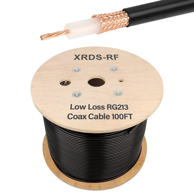 Alt view image 5 of 5 - RF RG213 Coaxial Cable - 100FT 50 Ohm Low-Attenuation RG213 Coax Cable with Bare Copper Braid Shielding