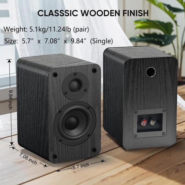 Alt view image 5 of 7 - Powered Bookshelf Speakers, 100W Near Field Studio Monitor with eARC Real Wooden Enclosure, DSP Enhanced Audio,1.5" Silk Tweeter, 4 Carbon Fiber Woofer,Bluetooth/Optical/Coaxial/AUX