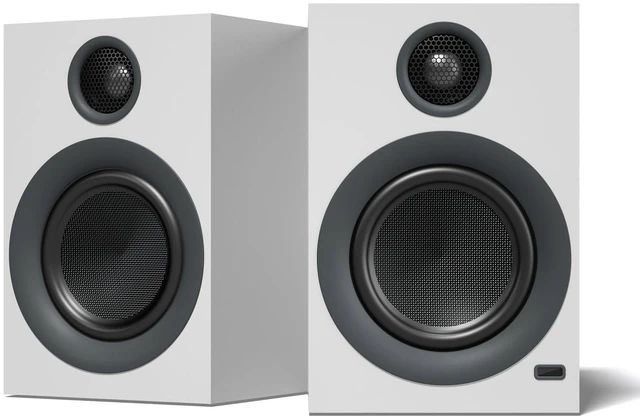 Main image of BS1 Powered Bluetooth Bookshelf Speakers, Set of 2, Matte White 75W Active Speakers with 4 Inch Woofer, aptX Bluetooth & USB Input, HiFi Sound for Home, Studio & Gaming