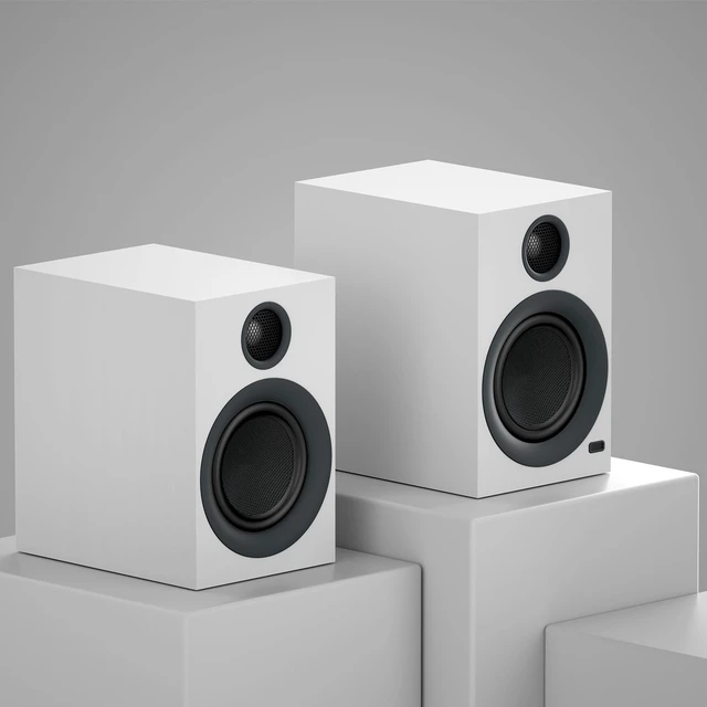 Alt view image 5 of 7 - BS1 Powered Bluetooth Bookshelf Speakers, Set of 2, Matte White 75W Active Speakers with 4 Inch Woofer, aptX Bluetooth & USB Input, HiFi Sound for Home, Studio & Gaming