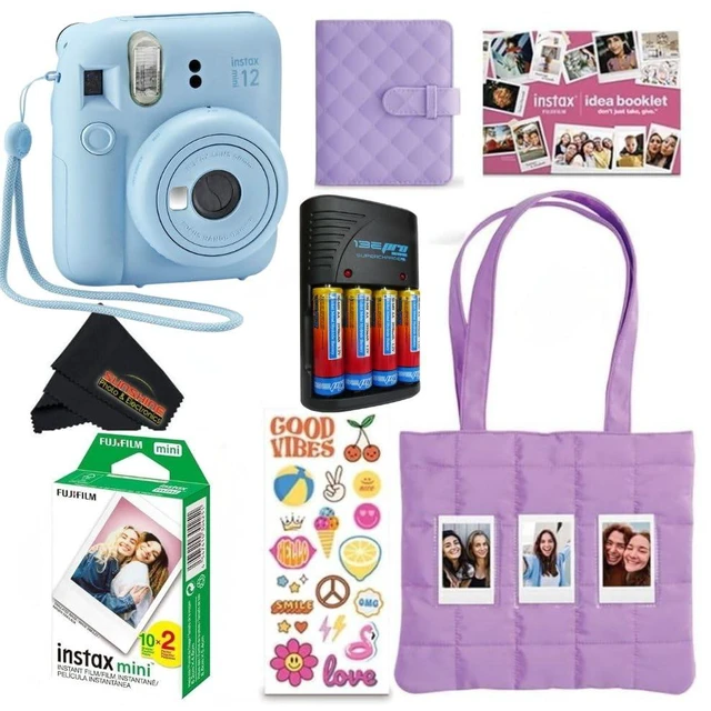 Main image of INSTAX Mini 12 Holiday Bundle 2025 with Extra Instax Mini Film + 4 Pk AA Batteries & Sunshine Photo Microfiber Cleaning Cloth (10 Items) (20 Sheets, Pastel Blue)
