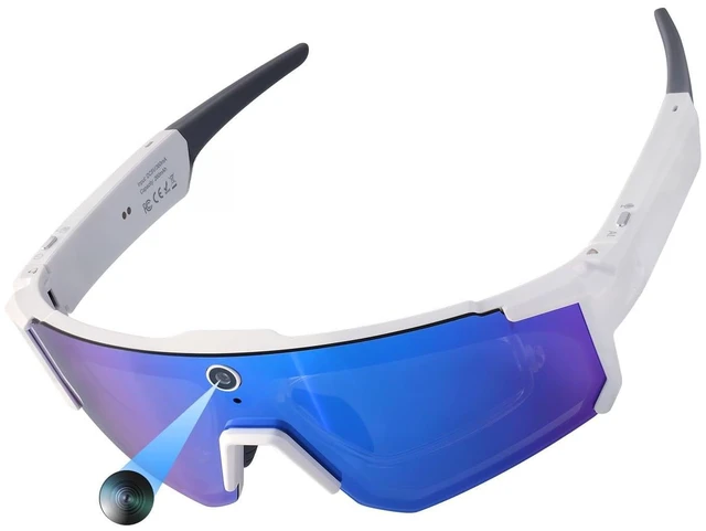 Main image of Sporty AI Bluetooth Smart Glasses with Camera for Cycling & Hiking Unisex, IP54 Waterproof, Detachable Inner Lense, 1200P EIS Pro-Stabilized Recording, Dual-Mic ENC Noise-Reduction, White