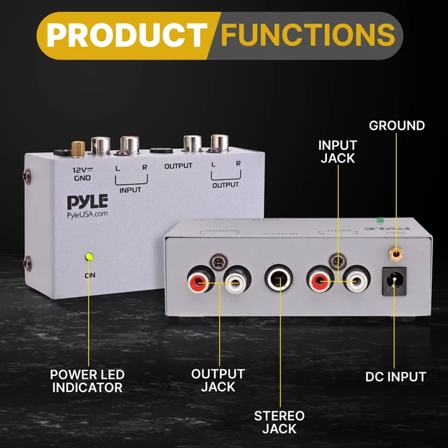 Alt view image 2 of 7 - Ultra Compact Phono Preamp - Mini Turntable Preamp for Audio - Guitar, Microphone - RCA Input/Output for Record Player - Receiver - Amplifier - PP444