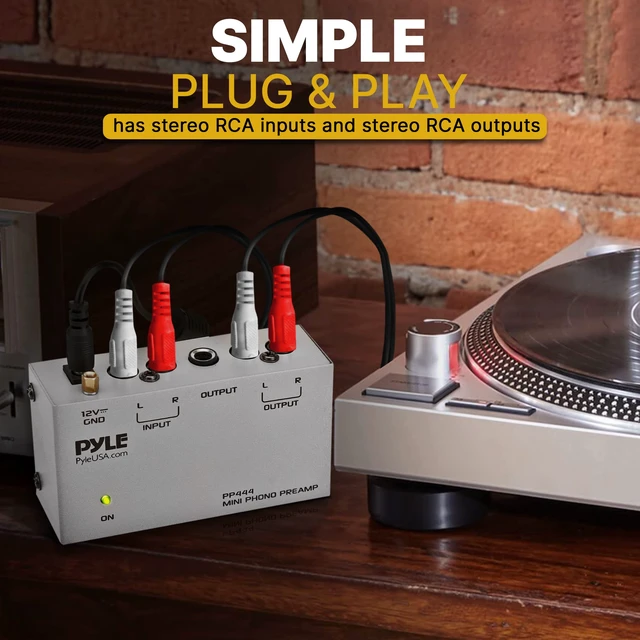 Alt view image 5 of 7 - Ultra Compact Phono Preamp - Mini Turntable Preamp for Audio - Guitar, Microphone - RCA Input/Output for Record Player - Receiver - Amplifier - PP444
