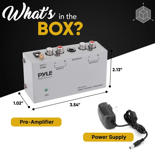 Alt view image 7 of 7 - Ultra Compact Phono Preamp - Mini Turntable Preamp for Audio - Guitar, Microphone - RCA Input/Output for Record Player - Receiver - Amplifier - PP444