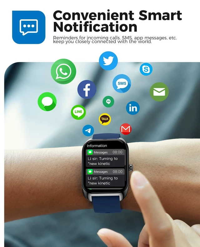 Alt view image 2 of 6 - 2025 Smart Watch for Men Women (Answer/Make Call),2.02" Smartwatches with 110+Sport Modes,Blood Pressure Blood Oxygen Heart Rate Sleep Monitor,IP68 Waterproof Fitness Watch Compatible with iOS Android