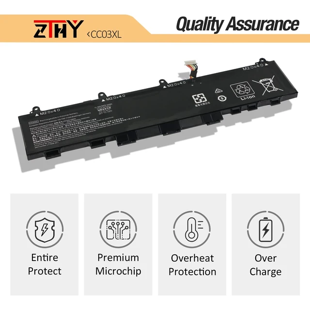 Alt view image 5 of 7 - 53Wh CC03XL Battery for HP EliteBook 830 835 840 845 G7 G8 Probook 635 Aero G7 G8 ZBook Firefly 14 G7 G8 Laptop Battery Replacement L77608-2C1 L77608-421 L78555-005 CC03053XL 11.55V 3-Cell