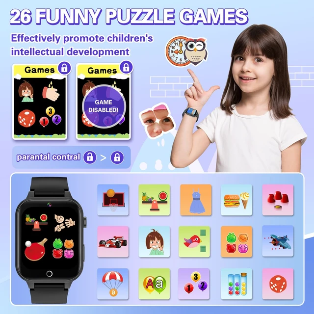 Alt view image 3 of 7 - Kids Smart Watch Boys Aged 5-12, HD Touchscreen Kids Watch with 26 Games Video Camera Music Pedometer Audiostory Learn Card Educational Toys Birthday Gifts for Girls Ages 5 6 7 8 9