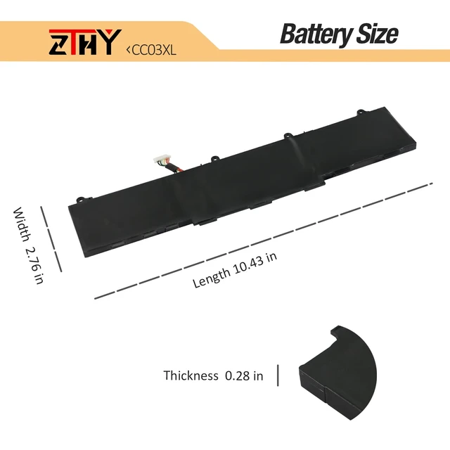 Alt view image 7 of 7 - 53Wh CC03XL Battery for HP EliteBook 830 835 840 845 G7 G8 Probook 635 Aero G7 G8 ZBook Firefly 14 G7 G8 Laptop Battery Replacement L77608-2C1 L77608-421 L78555-005 CC03053XL 11.55V 3-Cell