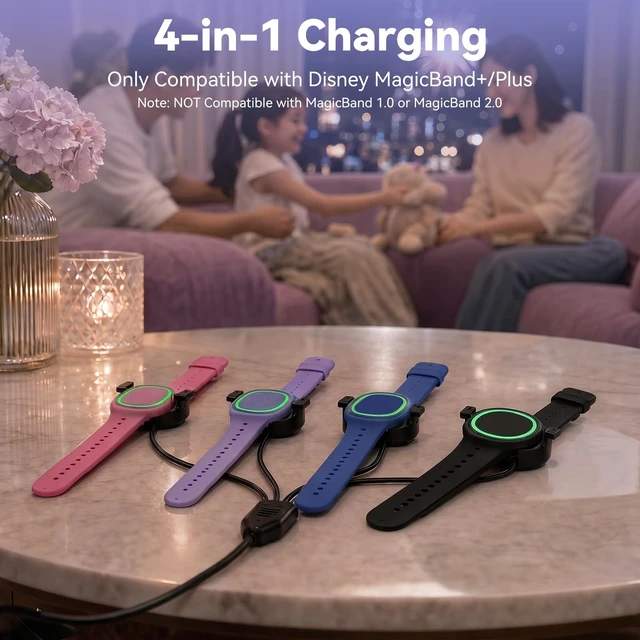 Alt view image 2 of 7 - 4 Port Magic Band Charger Charging Station for Disney Magic Band+ Plus Multiple 4-in-1 MagicBand+ Charger for Multi MagicBand Plus,90 Min Full Charging for Disneyland Family Accessories