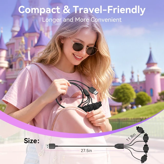 Alt view image 3 of 7 - 4 Port Magic Band Charger Charging Station for Disney Magic Band+ Plus Multiple 4-in-1 MagicBand+ Charger for Multi MagicBand Plus,90 Min Full Charging for Disneyland Family Accessories