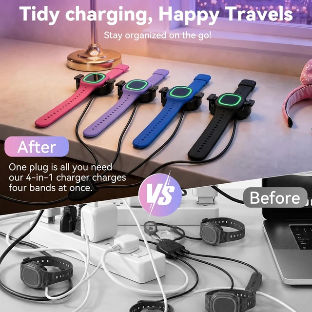 Alt view image 6 of 7 - 4 Port Magic Band Charger Charging Station for Disney Magic Band+ Plus Multiple 4-in-1 MagicBand+ Charger for Multi MagicBand Plus,90 Min Full Charging for Disneyland Family Accessories