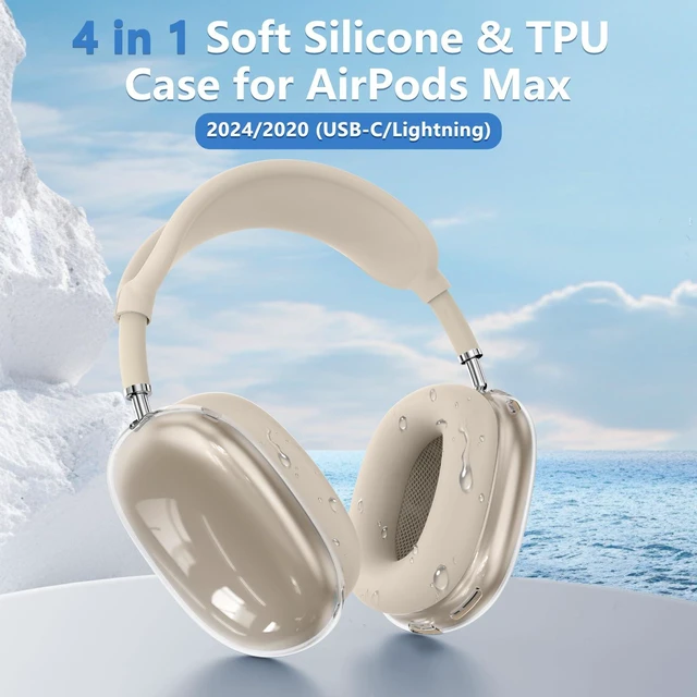 Alt view image 2 of 7 - for AirPods Max Case Cover/AirPods Max 2 Case Cover, Stone (4 in 1) Ear Pad Case Cover/Ear Cups Cover/Headband Cover for Apple AirPods Max 2/1 Headphones,Clear Soft TPU and Silicone Accessories