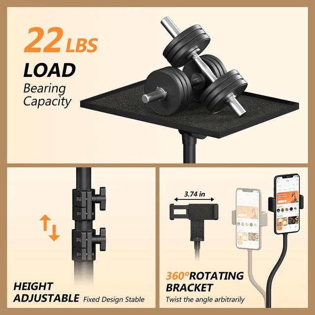 Alt view image 5 of 7 - Projector Stand on Wheels, 29-44in Height Adjustable Tripod Metal rolling laptop projector tripod with 15x11in tray, 180 tilt and lockable casters for home, office and stage