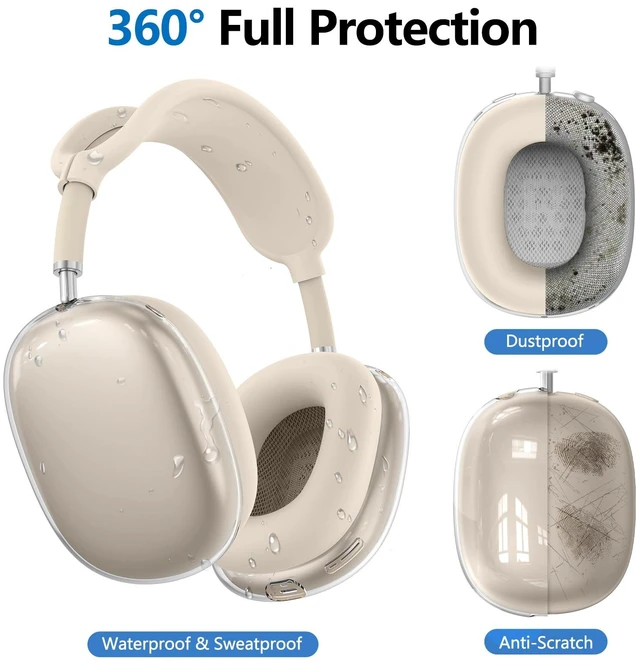 Alt view image 4 of 7 - for AirPods Max Case Cover/AirPods Max 2 Case Cover, Stone (4 in 1) Ear Pad Case Cover/Ear Cups Cover/Headband Cover for Apple AirPods Max 2/1 Headphones,Clear Soft TPU and Silicone Accessories