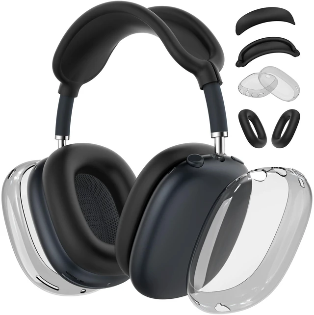 Main image of for AirPods Max Case Cover/AirPods Max 2 Case Cover, Black (4 in 1) Ear Pad Case Cover/Ear Cups Cover/Headband Cover for Apple AirPods Max 2/1 Headphones,Clear Soft TPU and Silicone Accessories