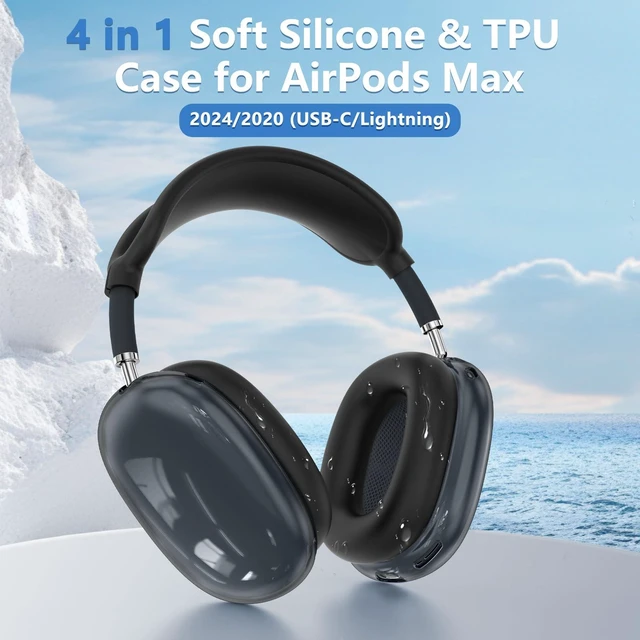Alt view image 2 of 7 - for AirPods Max Case Cover/AirPods Max 2 Case Cover, Black (4 in 1) Ear Pad Case Cover/Ear Cups Cover/Headband Cover for Apple AirPods Max 2/1 Headphones,Clear Soft TPU and Silicone Accessories