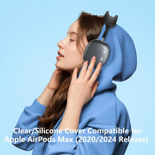 Alt view image 6 of 7 - for AirPods Max Case Cover/AirPods Max 2 Case Cover, Black (4 in 1) Ear Pad Case Cover/Ear Cups Cover/Headband Cover for Apple AirPods Max 2/1 Headphones,Clear Soft TPU and Silicone Accessories
