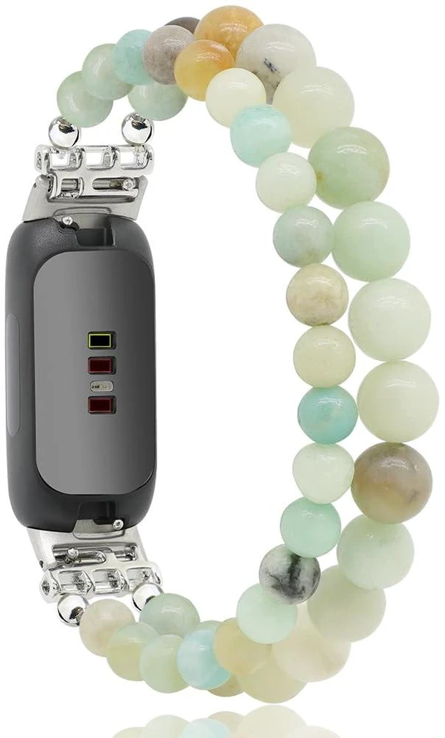 Main image of Bracelets Compatible with Fitbit Inspire 3 Bands for Women Beaded Wristband Adjustable Gemstone Replacement Straps