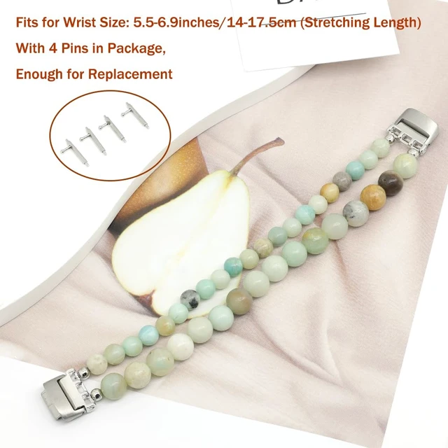 Alt view image 5 of 6 - Bracelets Compatible with Fitbit Inspire 3 Bands for Women Beaded Wristband Adjustable Gemstone Replacement Straps