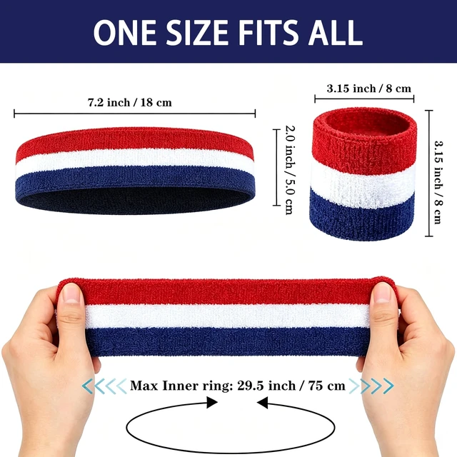 Alt view image 2 of 7 - Sweat Bands for Wrists,Tennis Wristband Absorbing Cotton Terry Cloths,Arm Sweat Bands for Women Men, Wrist Band for Football Basketball Running,Colorful
