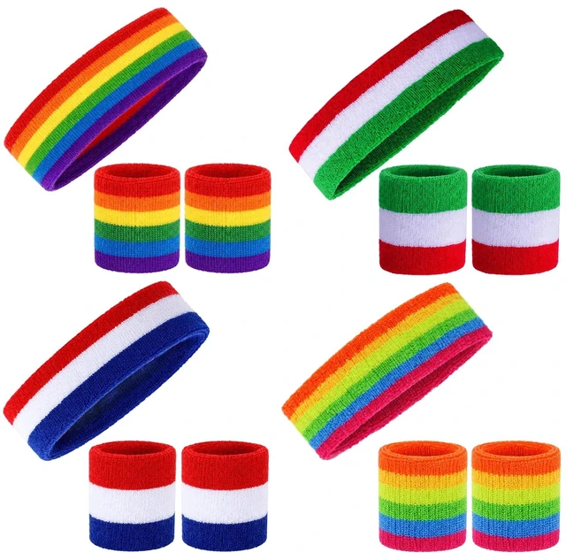 Main image of Sweat Bands for Wrists,Tennis Wristband Absorbing Cotton Terry Cloths,Arm Sweat Bands for Women Men, Wrist Band for Football Basketball Running,Colorful