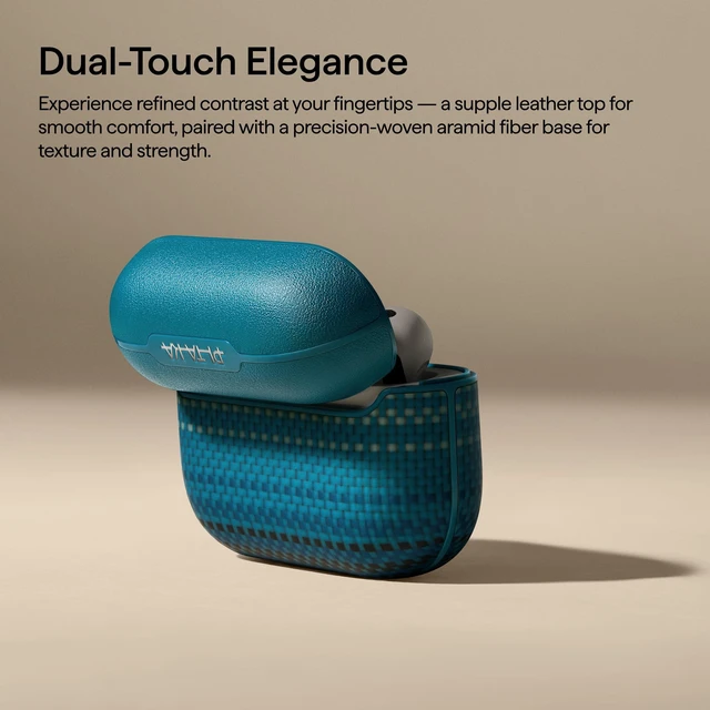 Alt view image 2 of 7 - for AirPods Pro 3 Case MagSafe, Leather & Aramid Woven, Moonrise Slim-Fit Shockproof Protective AirPods Pro 3 Case Cover, Compatible with MagSafe, Premium Leather & Aramid Fiber Woven